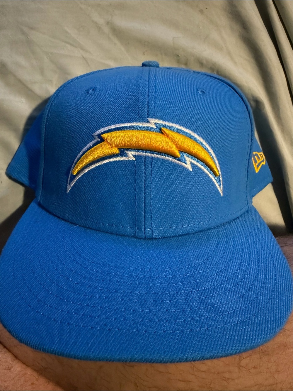 New Era Los Angeles Chargers 59FIFTY Fitted Hat - Powder Blue & Gold Size 7 3/4